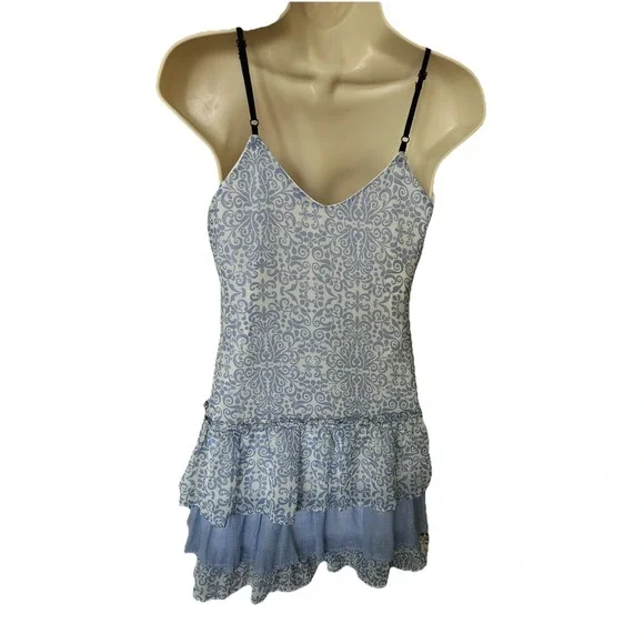 Band of Gypsies Damask Baby Doll Dress Size XS Cami Ruffles Tiered Mini Boho - Picture 4 of 9